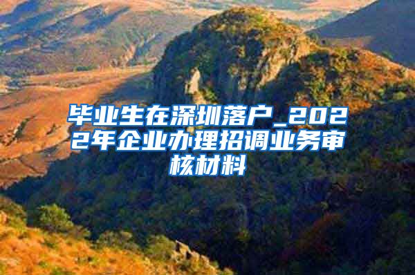 毕业生在深圳落户_2022年企业办理招调业务审核材料