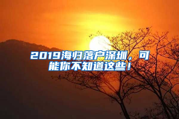 2019海归落户深圳，可能你不知道这些！