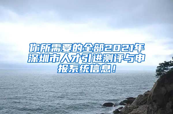 你所需要的全部2021年深圳市人才引进测评与申报系统信息！