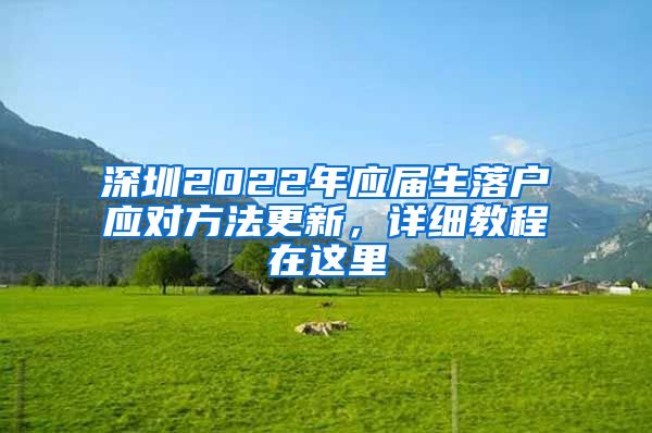 深圳2022年应届生落户应对方法更新，详细教程在这里