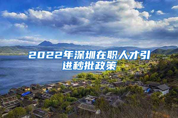 2022年深圳在职人才引进秒批政策