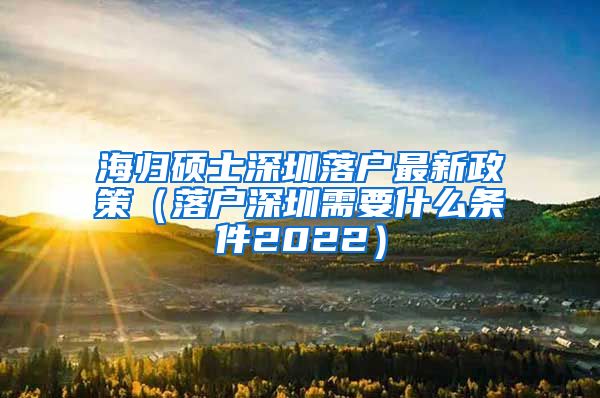 海归硕士深圳落户最新政策（落户深圳需要什么条件2022）