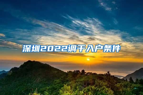 深圳2022调干入户条件