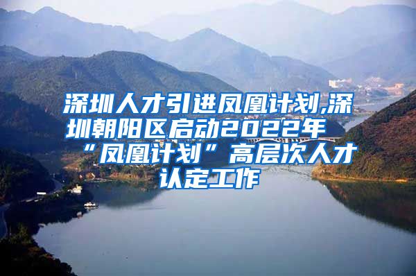 深圳人才引进凤凰计划,深圳朝阳区启动2022年“凤凰计划”高层次人才认定工作