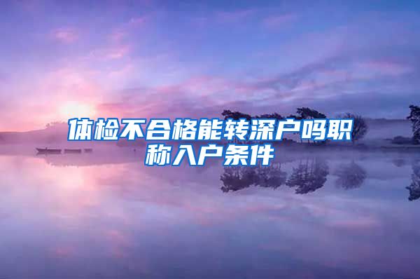 体检不合格能转深户吗职称入户条件