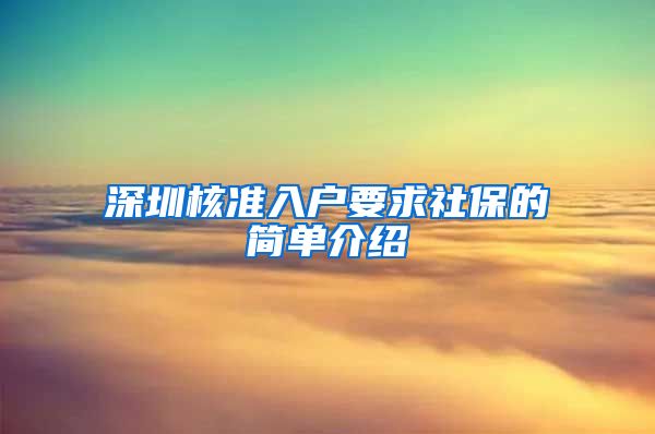 深圳核准入户要求社保的简单介绍