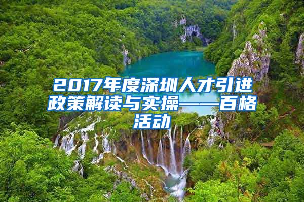 2017年度深圳人才引进政策解读与实操——百格活动