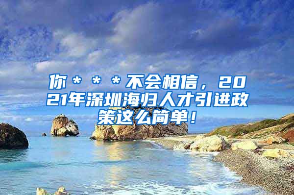 你＊＊＊不会相信，2021年深圳海归人才引进政策这么简单！