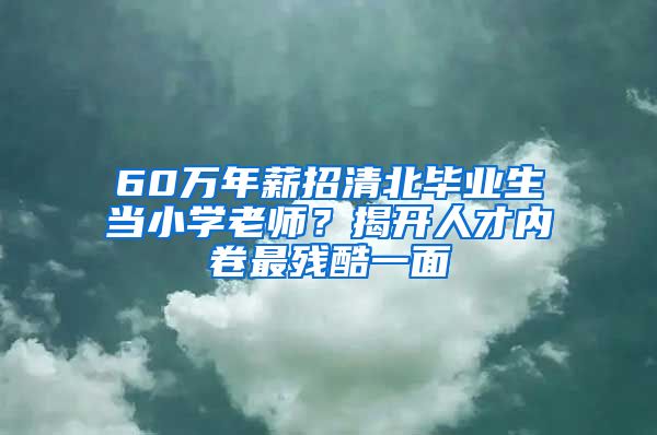 60万年薪招清北毕业生当小学老师？揭开人才内卷最残酷一面