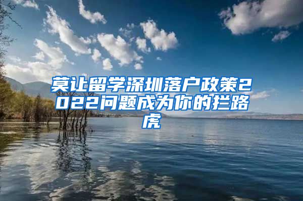 莫让留学深圳落户政策2022问题成为你的拦路虎