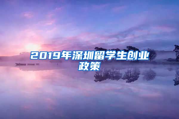 2019年深圳留学生创业政策