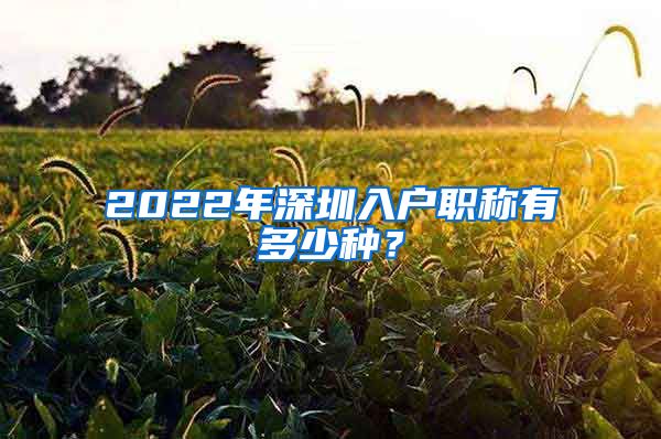 2022年深圳入户职称有多少种？