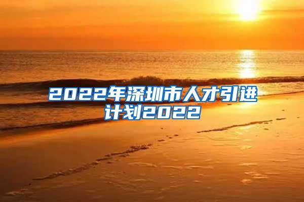 2022年深圳市人才引进计划2022