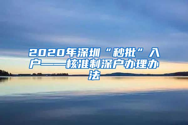 2020年深圳“秒批”入户——核准制深户办理办法