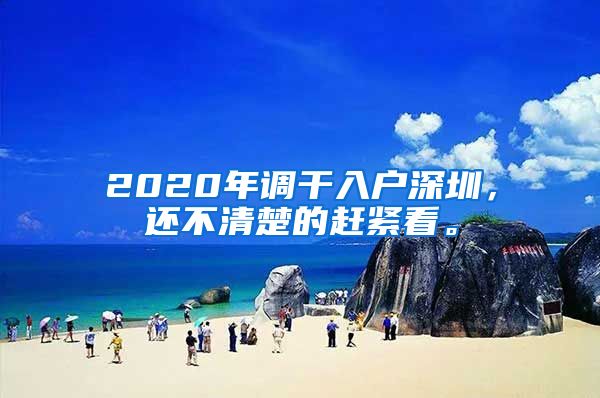 2020年调干入户深圳，还不清楚的赶紧看。
