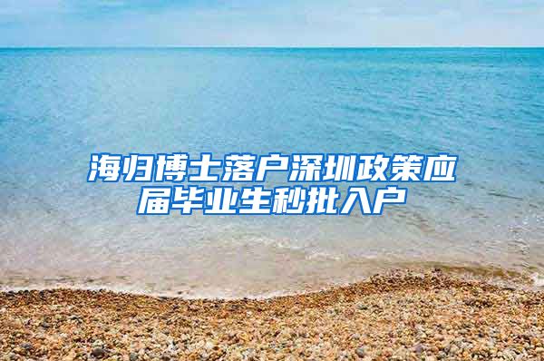 海归博士落户深圳政策应届毕业生秒批入户