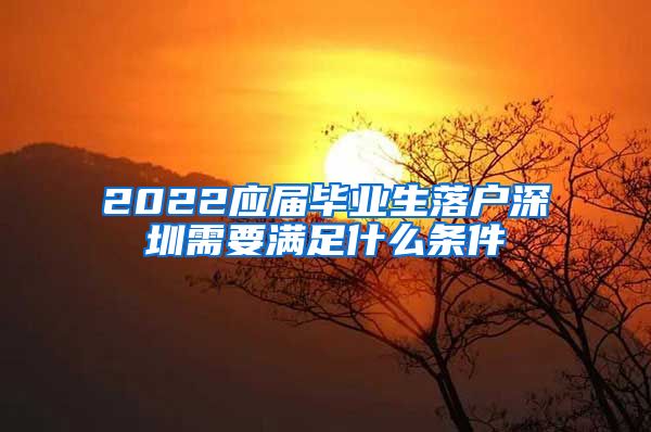 2022应届毕业生落户深圳需要满足什么条件