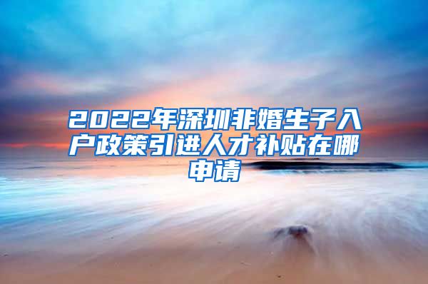 2022年深圳非婚生子入户政策引进人才补贴在哪申请