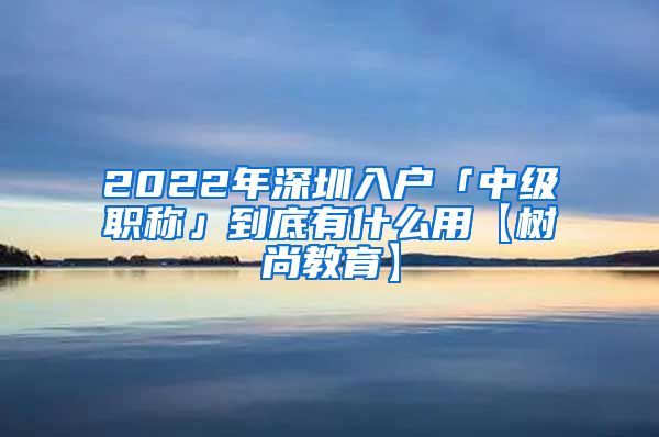 2022年深圳入户「中级职称」到底有什么用【树尚教育】