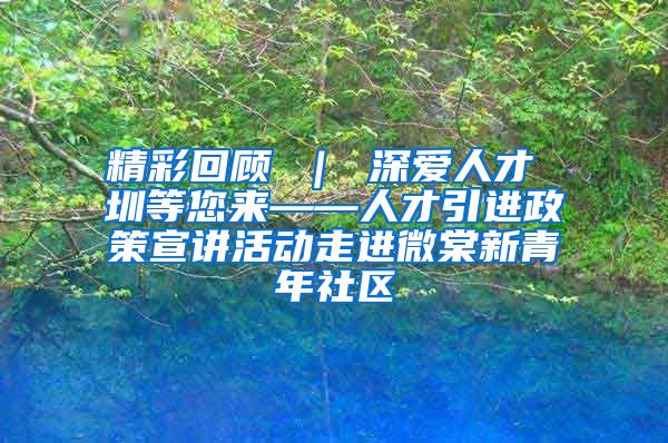 精彩回顾 ｜ 深爱人才 圳等您来——人才引进政策宣讲活动走进微棠新青年社区