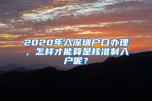 2020年入深圳户口办理，怎样才能算是核准制入户呢？