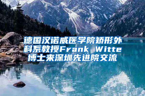 德国汉诺威医学院矫形外科系教授Frank Witte博士来深圳先进院交流