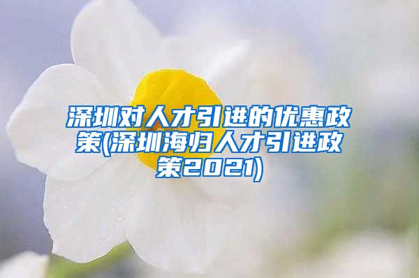 深圳对人才引进的优惠政策(深圳海归人才引进政策2021)