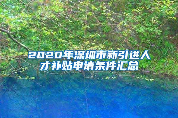 2020年深圳市新引进人才补贴申请条件汇总