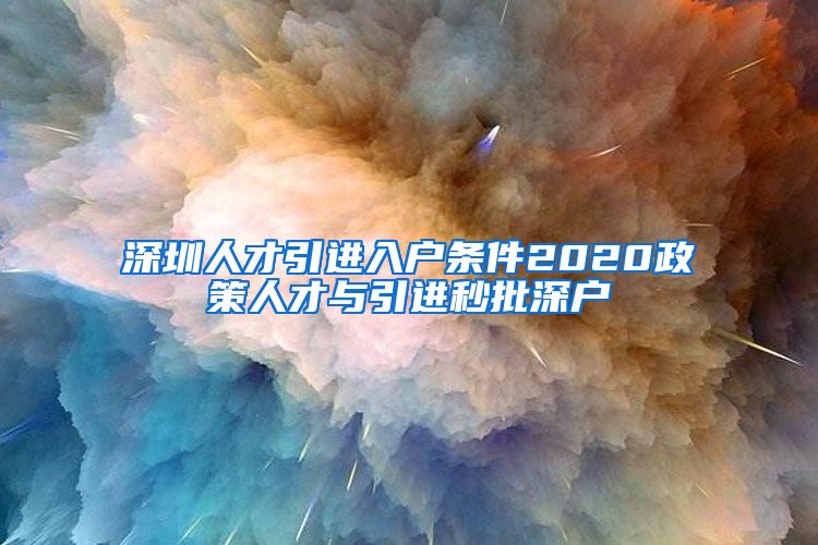 深圳人才引进入户条件2020政策人才与引进秒批深户