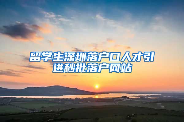 留学生深圳落户口人才引进秒批落户网站