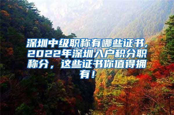 深圳中级职称有哪些证书,2022年深圳入户积分职称分，这些证书你值得拥有！