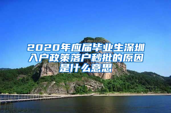 2020年应届毕业生深圳入户政策落户秒批的原因是什么意思