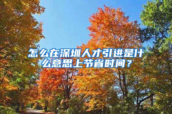 怎么在深圳人才引进是什么意思上节省时间？