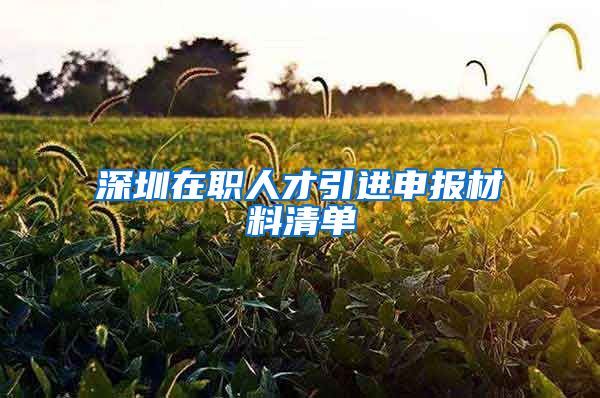 深圳在职人才引进申报材料清单