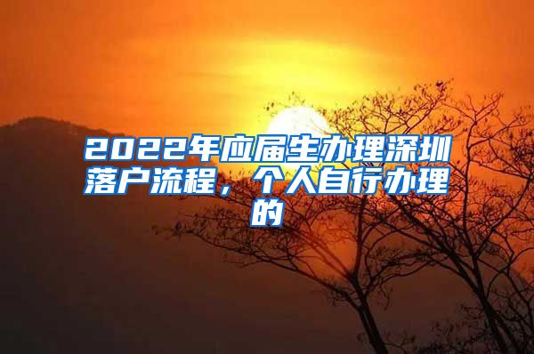 2022年应届生办理深圳落户流程，个人自行办理的