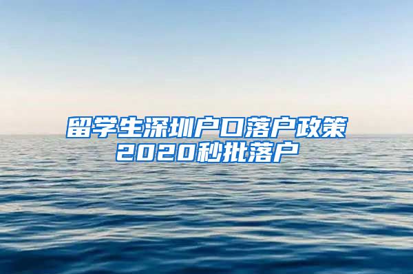 留学生深圳户口落户政策2020秒批落户