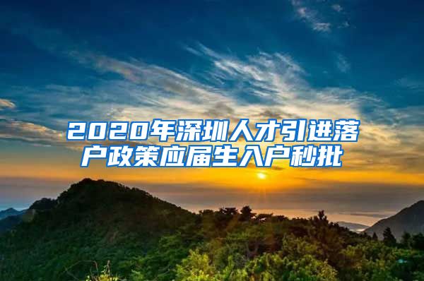 2020年深圳人才引进落户政策应届生入户秒批