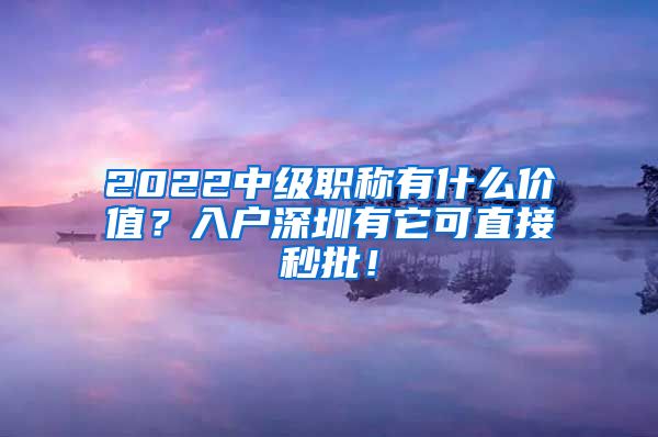 2022中级职称有什么价值？入户深圳有它可直接秒批！