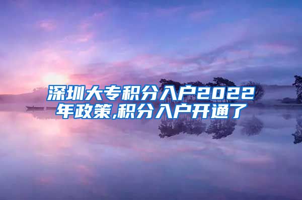 深圳大专积分入户2022年政策,积分入户开通了