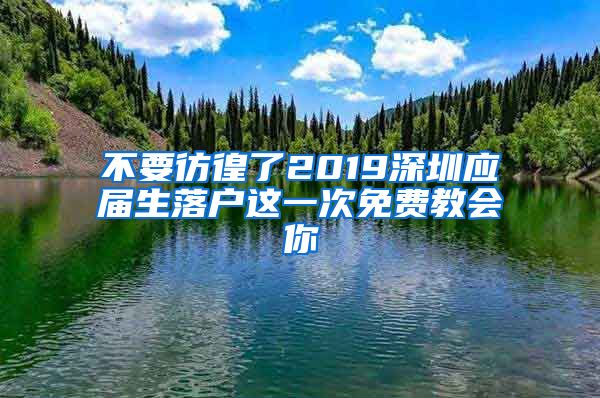 不要彷徨了2019深圳应届生落户这一次免费教会你