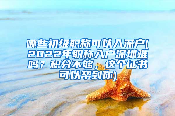 哪些初级职称可以入深户(2022年职称入户深圳难吗？积分不够，这个证书可以帮到你)