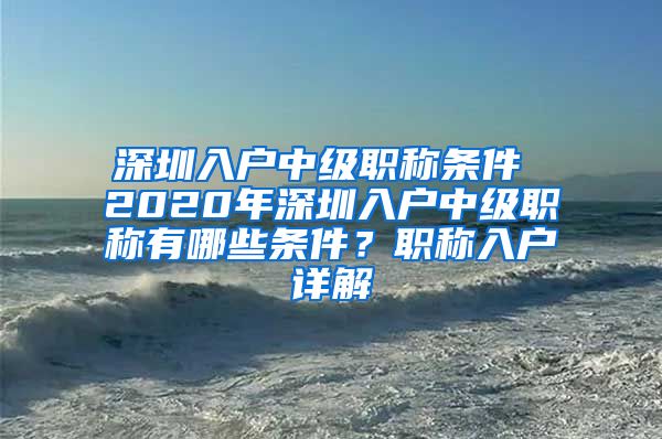 深圳入户中级职称条件 2020年深圳入户中级职称有哪些条件？职称入户详解