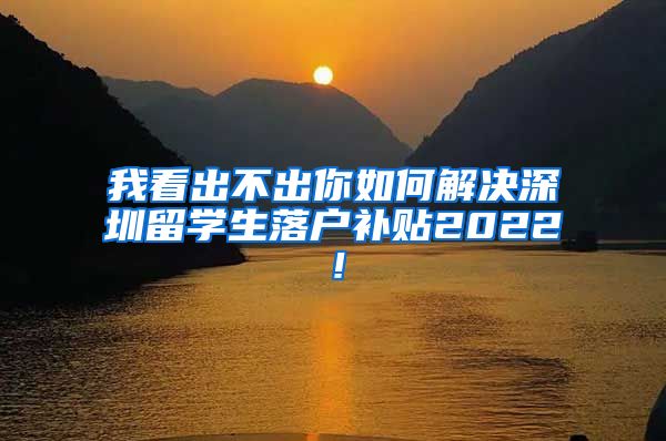 我看出不出你如何解决深圳留学生落户补贴2022！