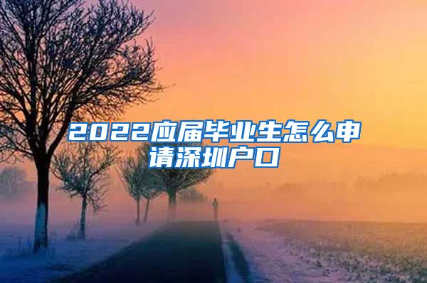 2022应届毕业生怎么申请深圳户口