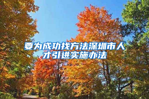 要为成功找方法深圳市人才引进实施办法