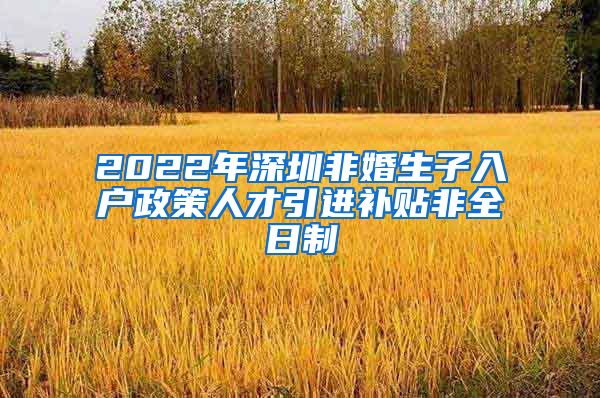 2022年深圳非婚生子入户政策人才引进补贴非全日制