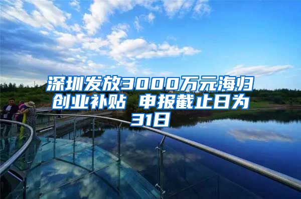 深圳发放3000万元海归创业补贴 申报截止日为31日