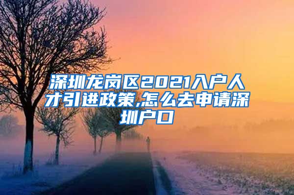 深圳龙岗区2021入户人才引进政策,怎么去申请深圳户口