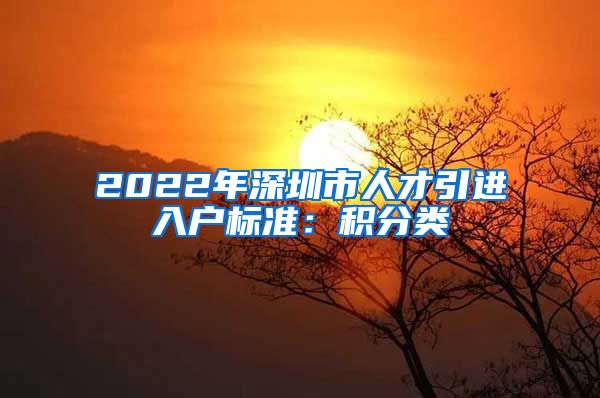 2022年深圳市人才引进入户标准：积分类
