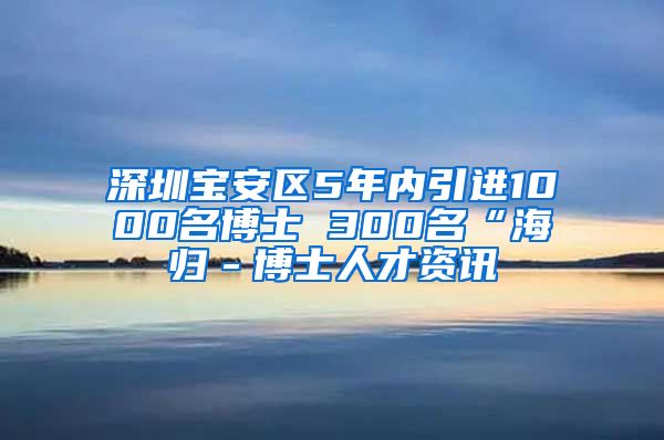 深圳宝安区5年内引进1000名博士 300名“海归－博士人才资讯